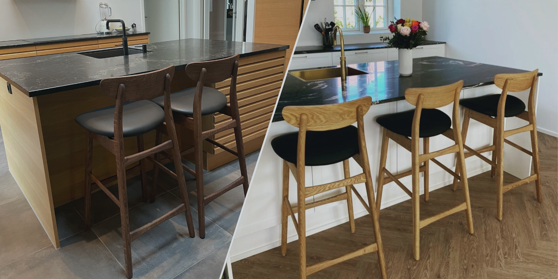 Barstole til køkken-ø | Egetræ & Valnød | Fås i 5 farver | Plankoa