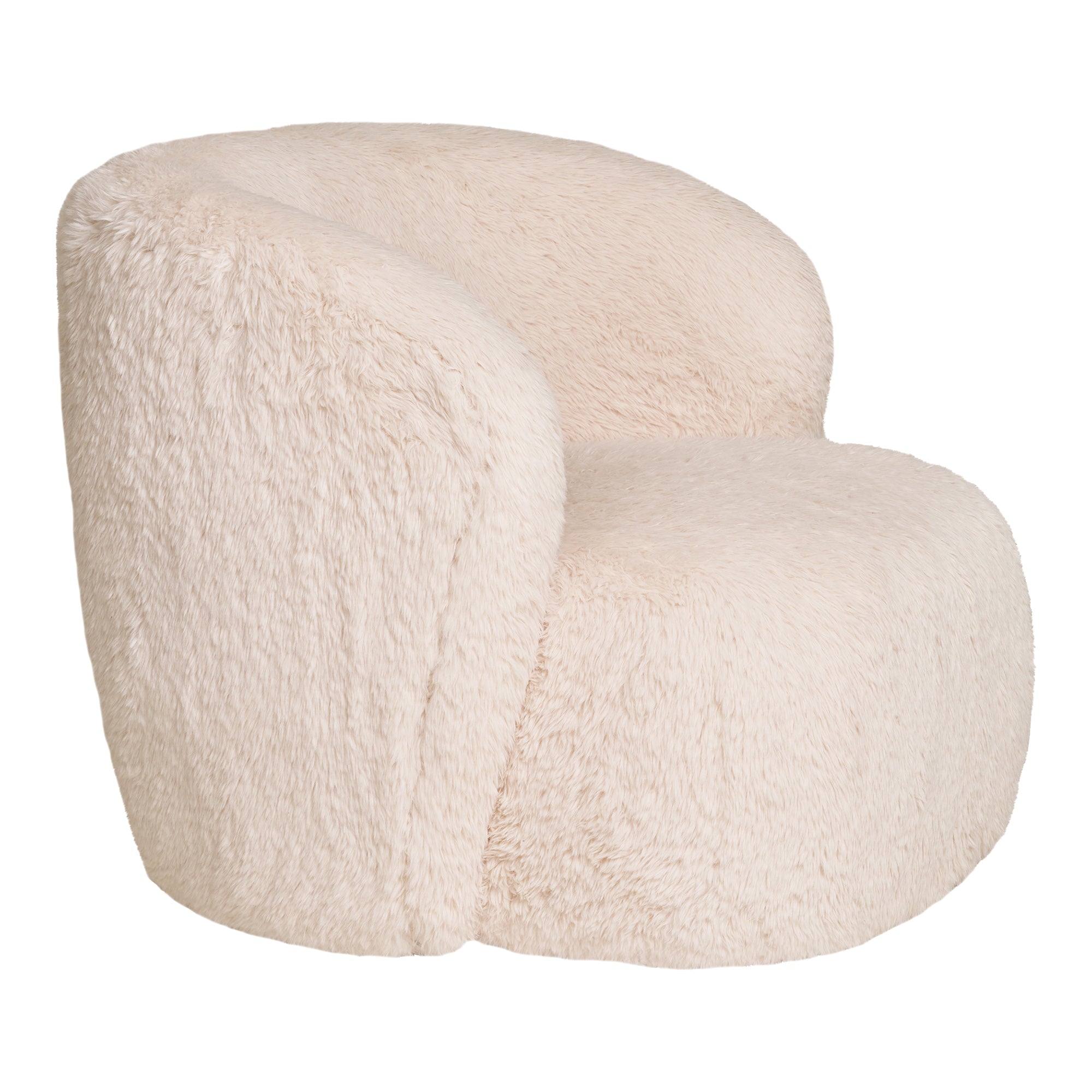 Setubal Loungestol - Imiteret pels - off-white