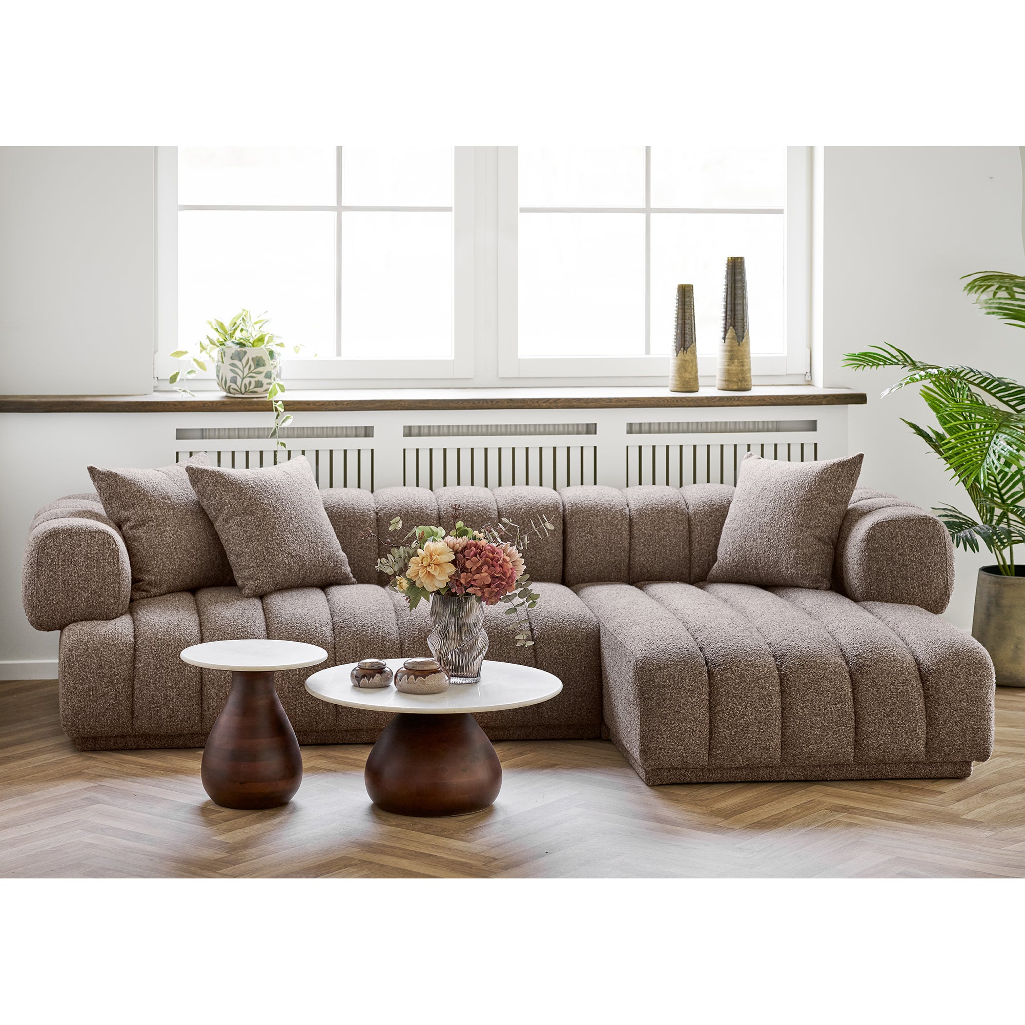 Cholet sofa højrevendt chaiselong - brun