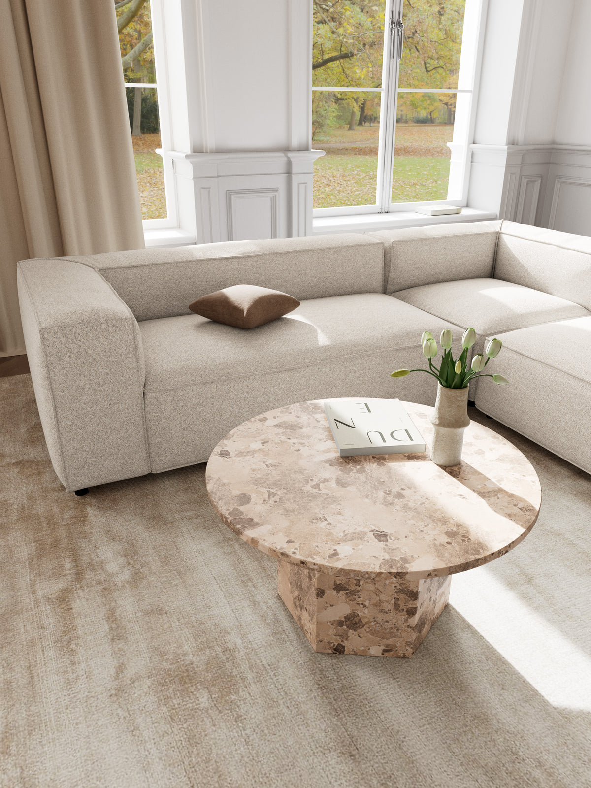 Breda marmor sofabord - latte - 80 x 80 x 42 cm