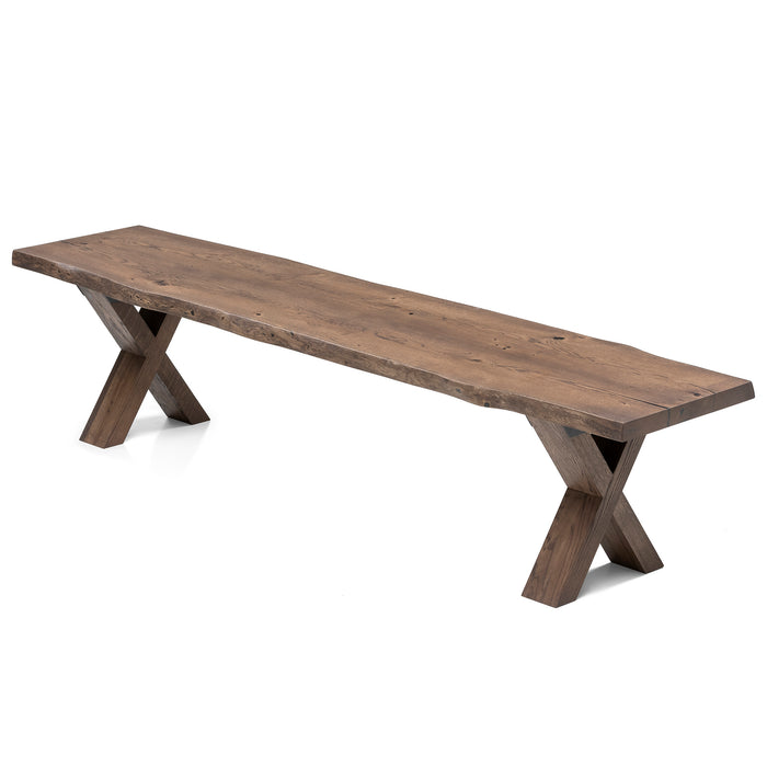 Dark oiled oak bench