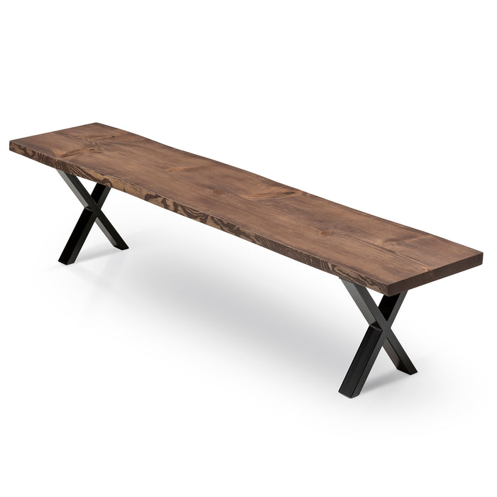 Dark oiled pine bench