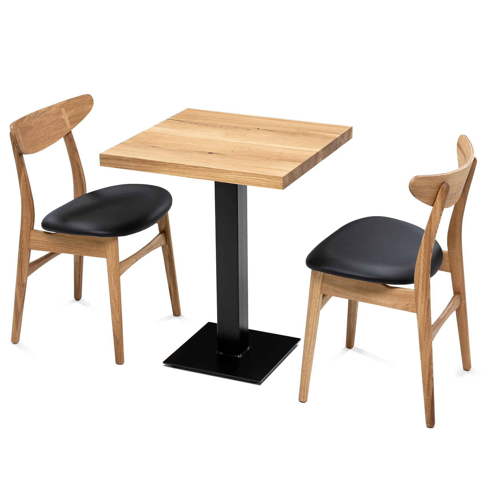 Cafébord til erhverv med to stole fra siden af